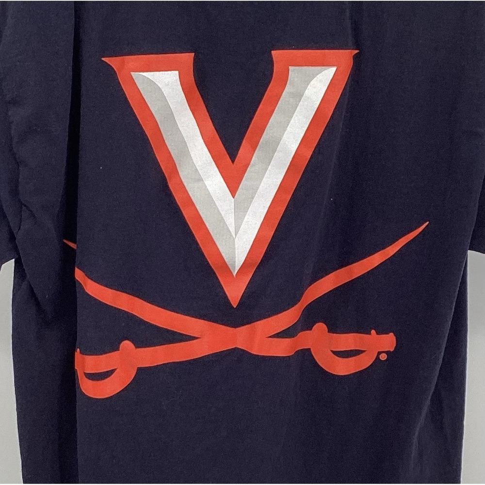 Adult Champion Virginia Cavaliers 100% Cotton Short Sleeved Logo Tee Navy Medium - Picture 1 of 8
